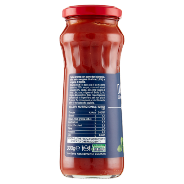 Barilla Salsa Pronta Datterini e Origano 100% ingredienti italiani 300g