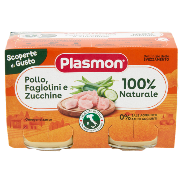 Plasmon Scoperte di Gusto Omogeneizzato Pollo, Fagiolini e Zucchine 2 x 120 g