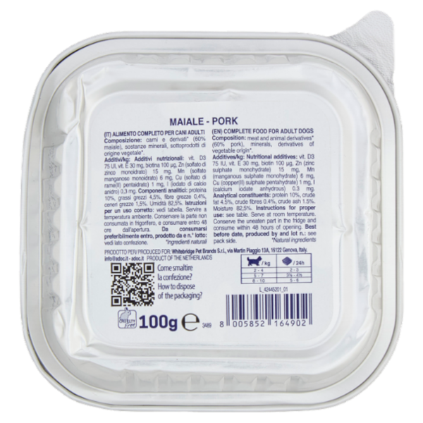 ADoC Day by Day Monoprotein Cotto al vapore Maiale 100 g