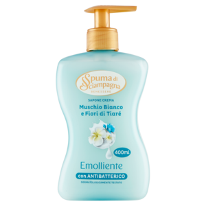 Spuma Di Sciampagna Benessere Emolliente Sapone Crema Muschio Bianco e Fiori Di Tiarè 400 Ml