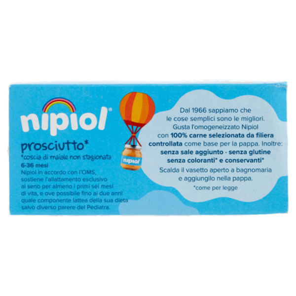 nipiol prosciutto* omogeneizzato con carne e cereale 2 x 80 g