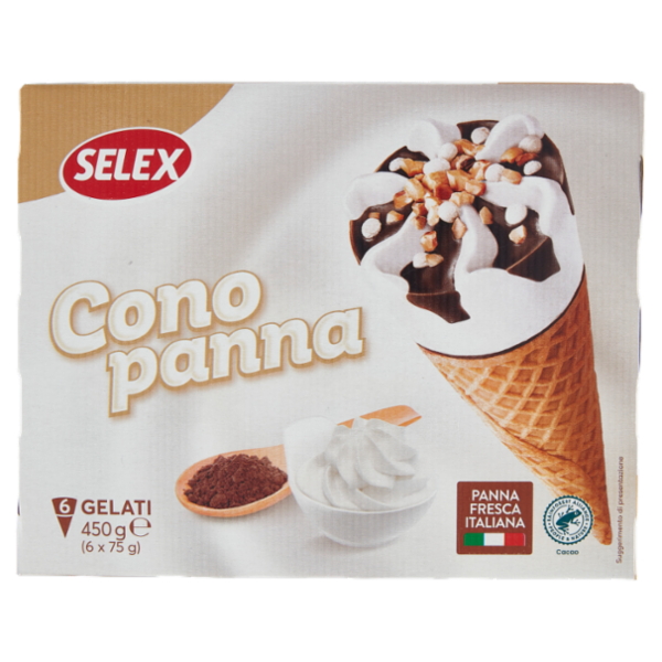 Selex 6 Coni di Gelato Panna 450 g