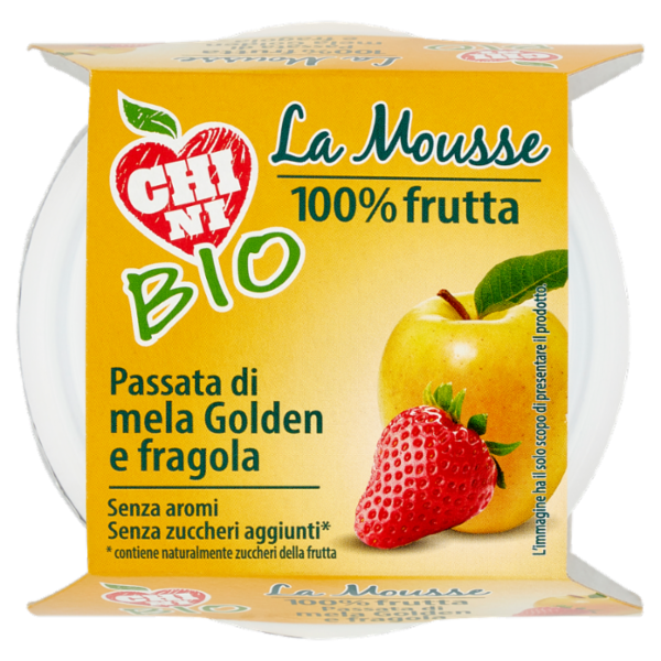 Chini Bio la Mousse 100% frutta Passata di mela Golden e fragola 2 x 100 g