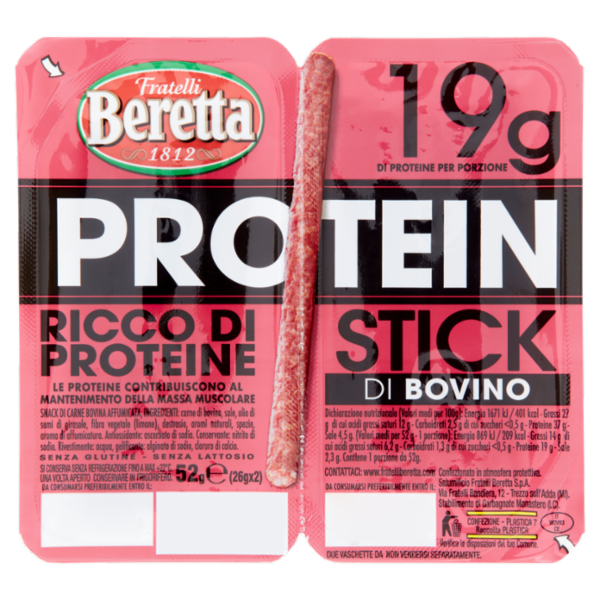 Fratelli Beretta Protein 19g Stick di Bovino 2 x 26 g