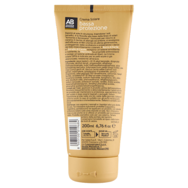 Armonia & Benessere Crema Solare Protezione Bassa SPF 6 200 ml