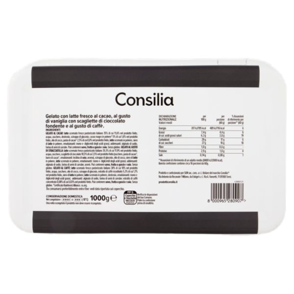 Consilia Gelato Cacao, Stracciatella e Caffé 1 kg