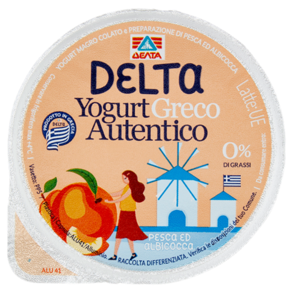 Delta Yogurt Greco Autentico 0% di Grassi Pesca ed Albicocca 150 g