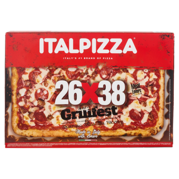 Italpizza 26x38 Grillfest Salamino, Salsiccia, Bacon Meat Lovers Edition 535 g