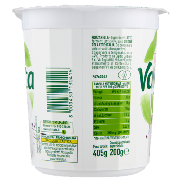 Vallelata Fior di Latte Mozzarella 200 g