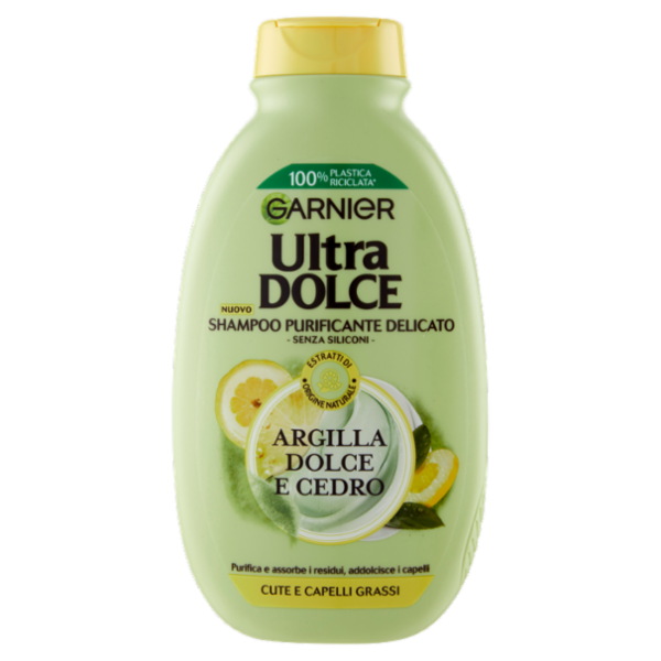 Garnier Ultra Dolce, Shampoo per Capelli che Tendono a Ingrassarsi, Argilla e Cedro, 250 ml