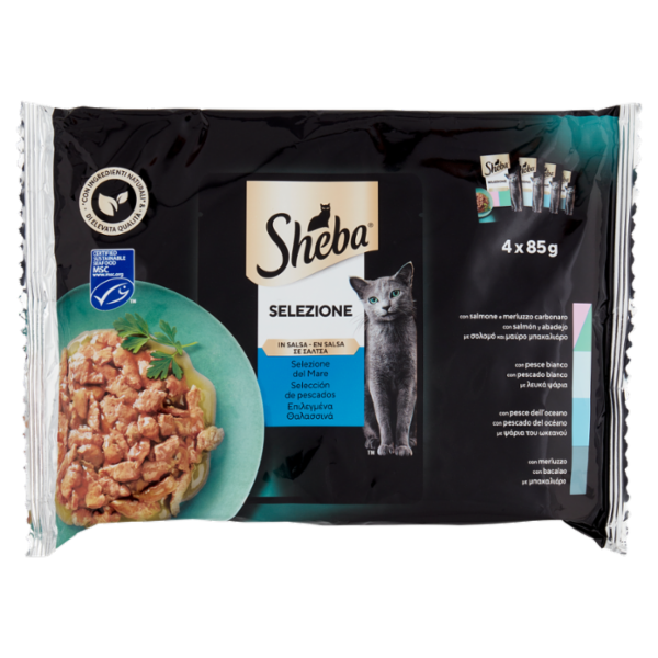 Sheba Selezione Cibo Umido Gatto in Salsa Selezione del Mare 4 x 85g