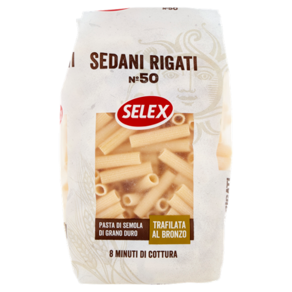 Selex Pasta di Semola Trafilata al Bronzo Sedani Rigati 500 g