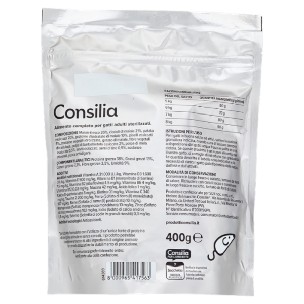 Consilia Gatto Croccantini con Maiale Mono Proteico 400 g