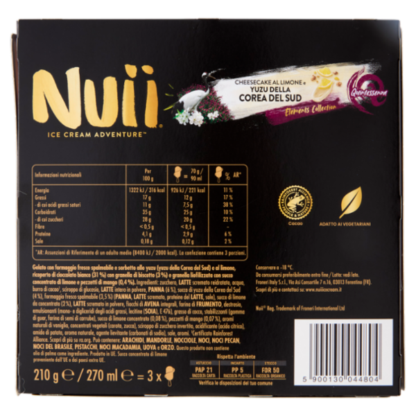 NUII Cheesecake al Limone & Yuzu della Corea del Sud 3x70g