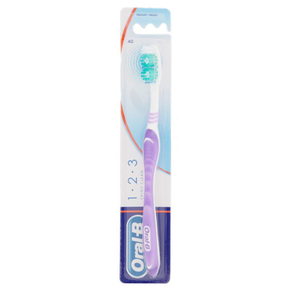 Oral-B Spazzolino Manuale 1 2 3 Shiny Clean 40 Medio