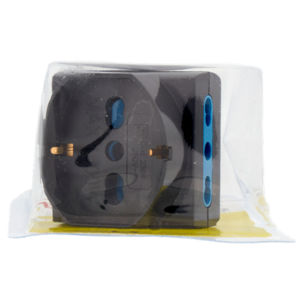 Selex Adattatore Pluristandard Spina 16A + 2 Prese Bivalenti + 1 Presa Tedesca Nero