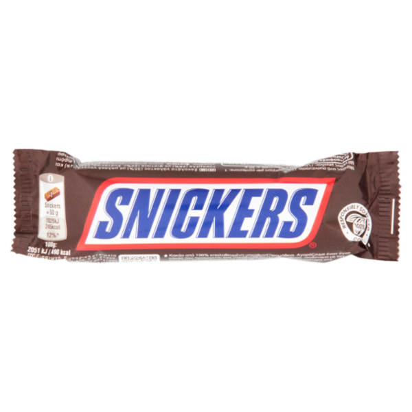 Snickers Snack al Cioccolato, Caramello e Arachidi Tostate 50 g