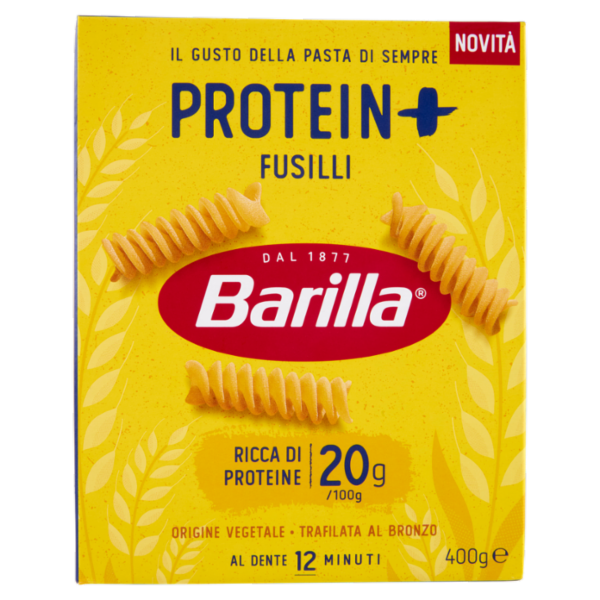 Barilla Protein+ Fusilli, Pasta Ricca di Proteine di Origine Vegetale, 400 g