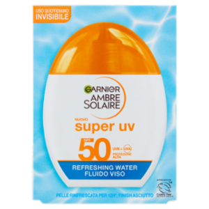 Garnier Ambre Solaire Super Uv SPF 50 Refreshing Water Fluido Viso Invisibile 40 Ml