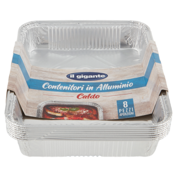 IL GIGANTE Contenitori in Alluminio Caldo 4 Porzioni 8 pz