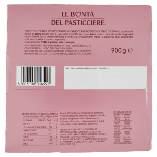Le Bontà del Pasticciere Panettone Senza Canditi 900 g