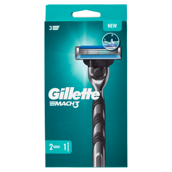Gillette Rasoio Uomo Mach3 a 3 Lame, 1 Manico + 2 Lamette Barba