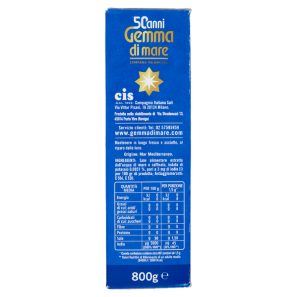 Gemma di mare Ricarica Saliere Sale Finissimo Iodato 800 g