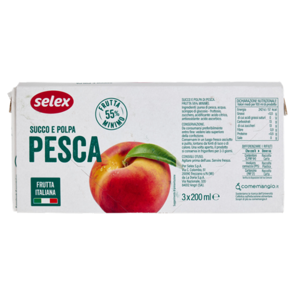 Selex Succo e Polpa di Pesca 3x200 ml