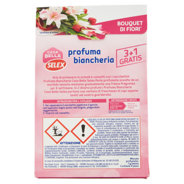 Selex Casa Bella Profuma Biancheria Bouquet di Fiori 4 pezzi