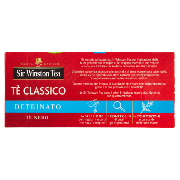 Sir Winston Tea Tè Classico Deteinato Tè Nero 20 x 1,5 g