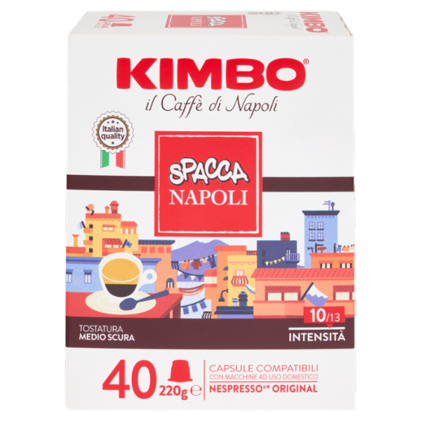 Kimbo Spaccanapoli Capsule Compatibili con Macchine Nespresso* Original 40 x 5,5 g