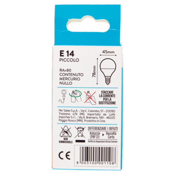 Selex Lampadina Led Sfera E14 6W