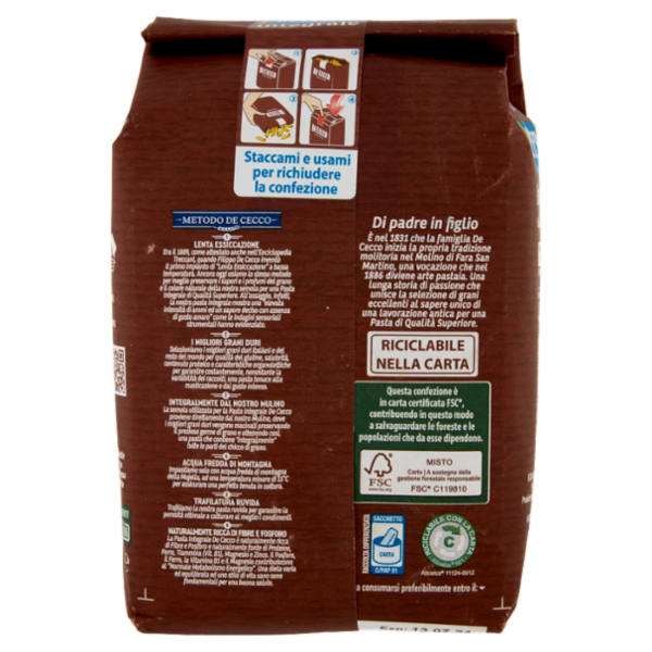 Dececco Integrale Sedani Rigati n°57 500 g