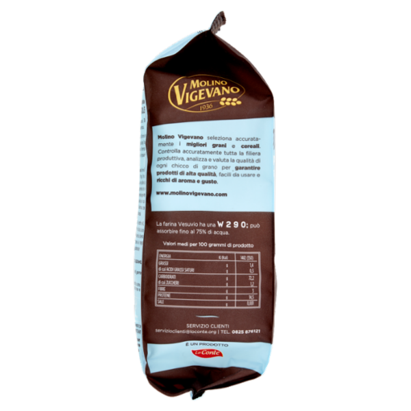 Molino Vigevano Farine Professionali Vesuvio Farina Tipo 0 con Germe di Grano Macinato a Pietra 500g