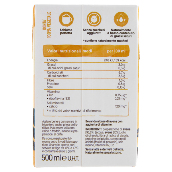 ALPRO Barista Avena, Bevanda 100% Vegetale, Basso Contenuto di grassi, Senza Lattosio, 500 ml