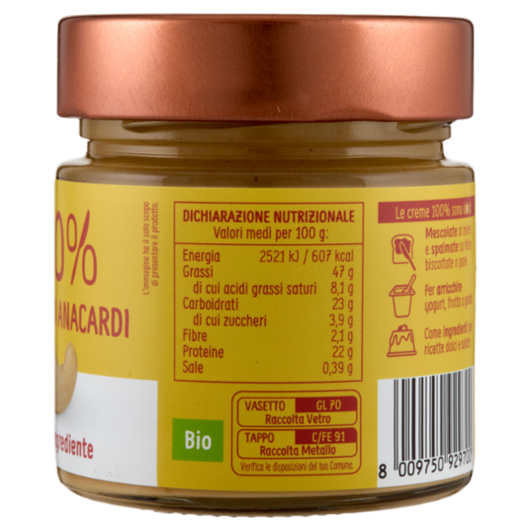 Euro Company 100% Crema di Anacardi Bio 175 g