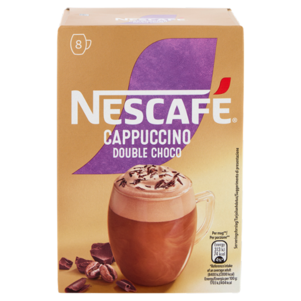 NESCAFÉ Cappuccino Double Choco Solubile con Cacao 8 Bustine 148g