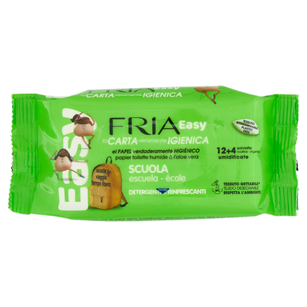 Fria Easy la Carta veramente Igienica Scuola salviette umidificate Detergenti e Rinfrescanti 12+4 pz