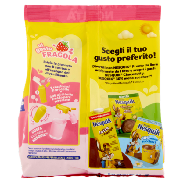 NESQUIK Fragola Preparato per Bevanda Solubile gusto Fragola Sacchetto 350g