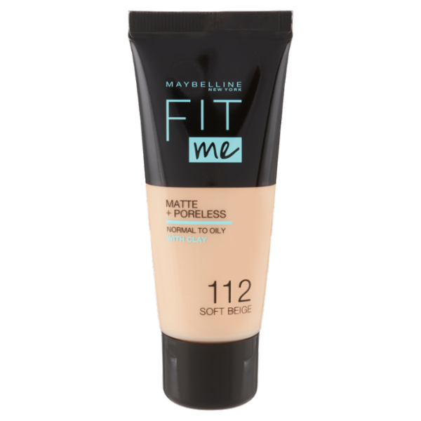 Maybelline New York Fondotinta Coprente Opacizzante Fit Me Matte & Poreless, 112 Soft Beige