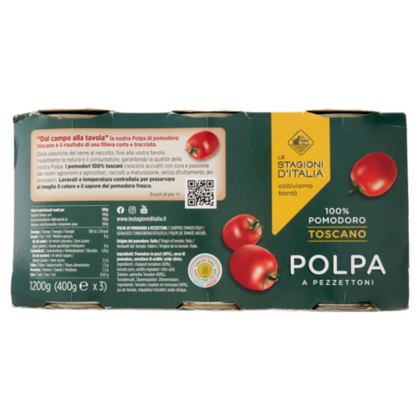 Le Stagioni d'Italia Polpa a Pezzettoni 3 x 400 g