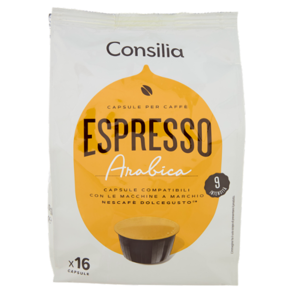 Consilia Caffè in Capsule Espresso Arabica Compatibili Dolce Gusto 16 pezzi