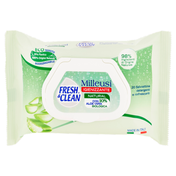 Fresh & Clean Milleusi Natural Igienizzante Salviettine 20 pz