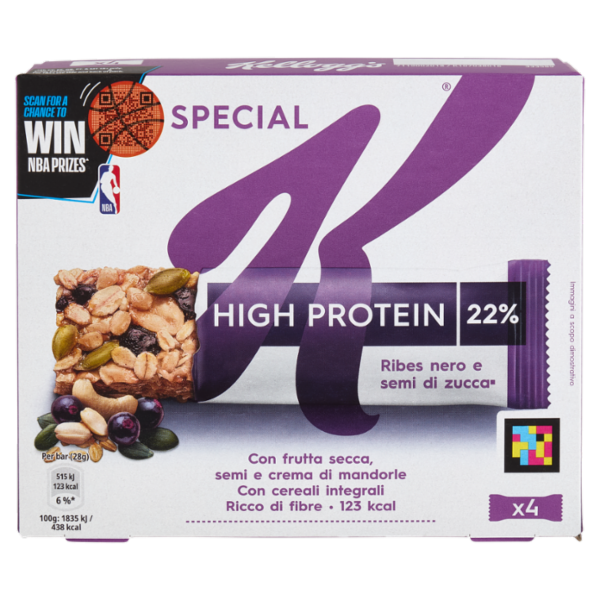 Kellogg's Special K High Protein 22% Ribes nero e semi di zucca 4 x 28 g