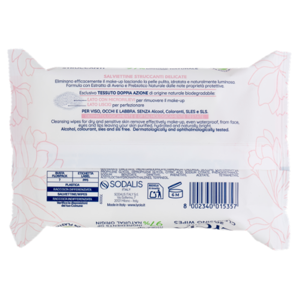 Lycia Salviettine Struccanti Delicate Pelli Secche e Sensibili 20 pz