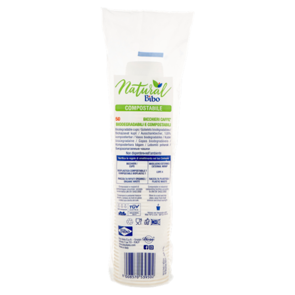 Natural Bibo Compostabile Bicchieri Caffè 80 cc 50 pz