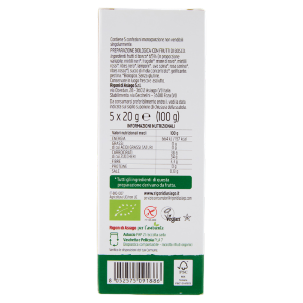 Rigoni di Asiago Fiordifrutta Frutti di bosco bio 5 x 20 g