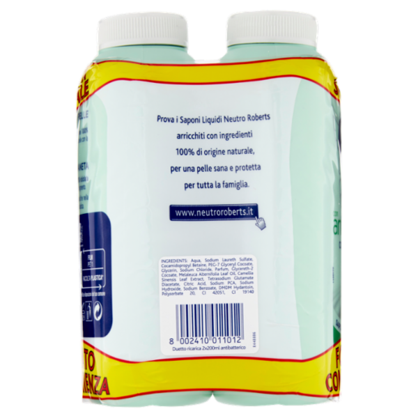 Neutro Roberts con antibatterico con tè verde naturale Sapone Liquido Ricarica 2 x 200 ml