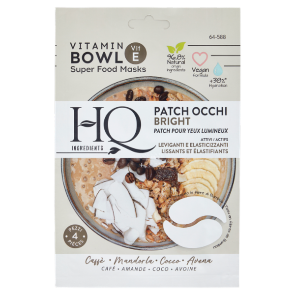 HQ Ingredients Patch Occhi Bright Attivi Caffè - Mandorla - Cocco - Avena 4 pz