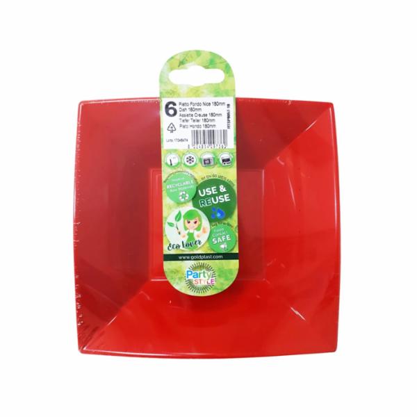 Nice Piatto Fondo Rosso 18x18 Pezzi 6